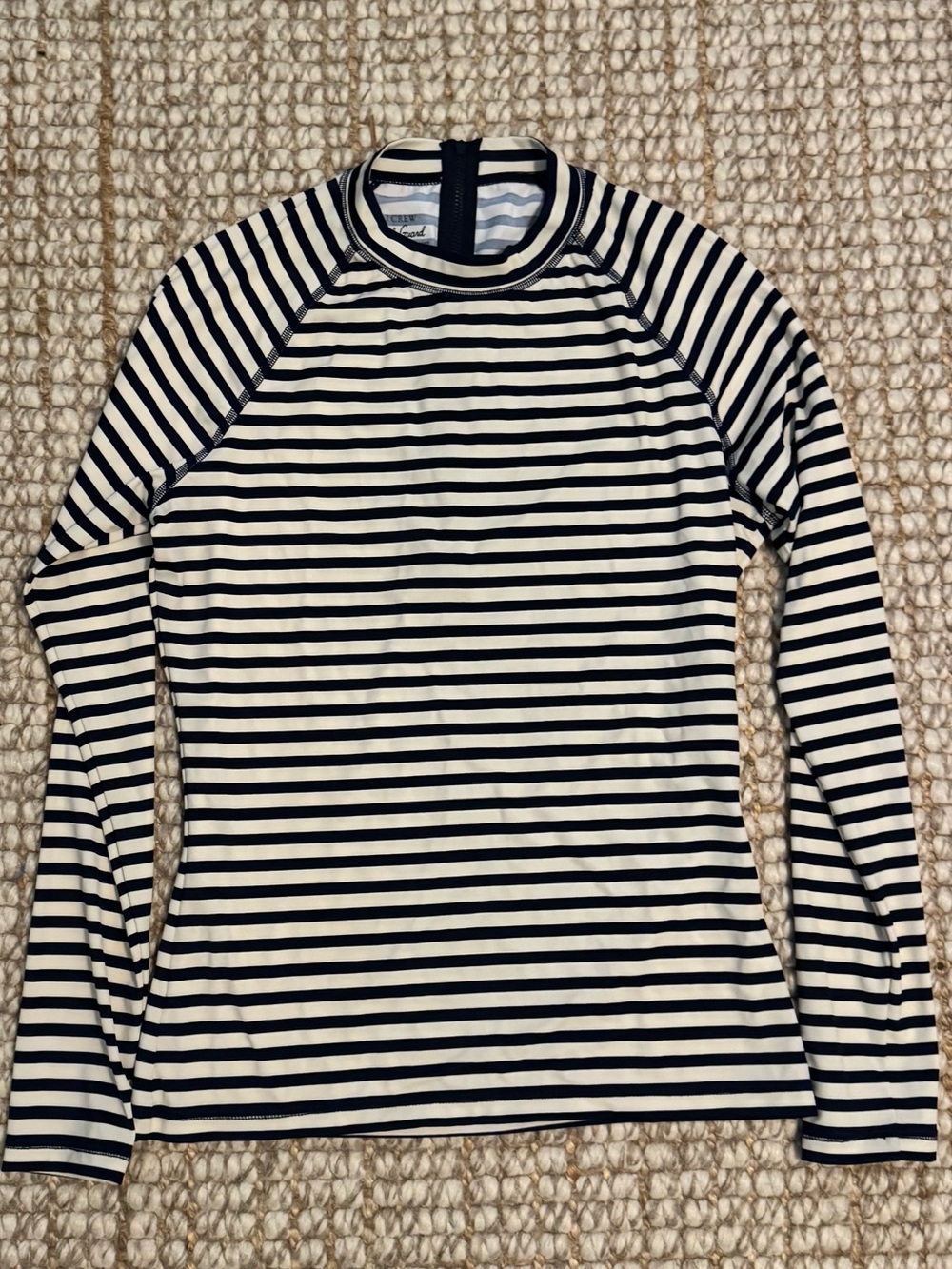 Jcrew long sleeve Rash Guard in classic blue/cream stripes